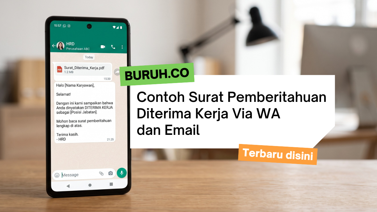Contoh Surat Pemberitahuan Diterima Kerja Via WA dan Email